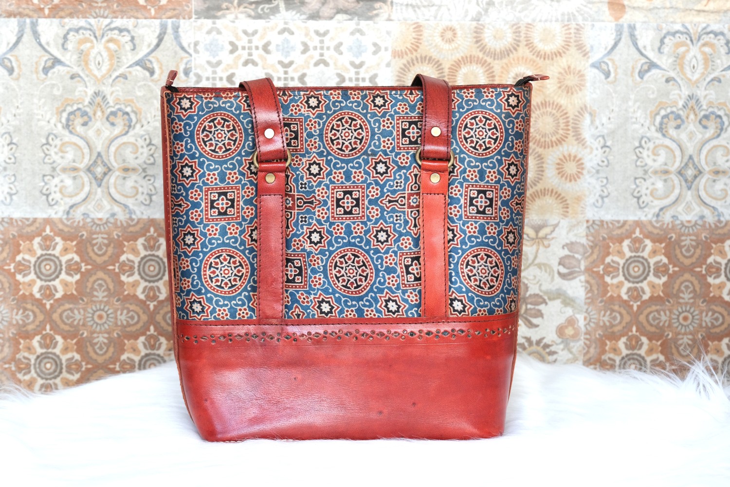 Ajrakh Mashru Silk Hand bag