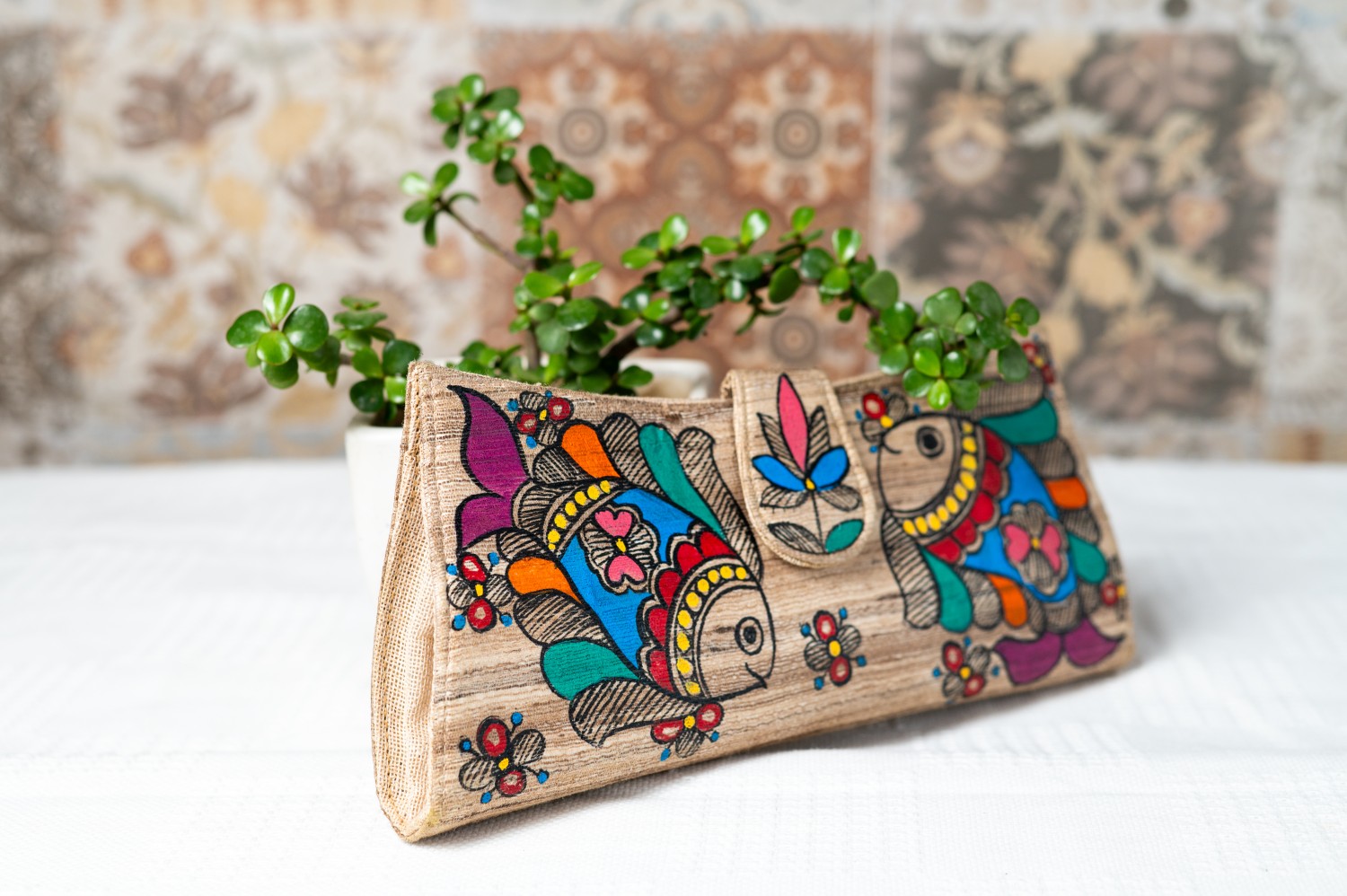 Madhubani Marvel Tussar Clutch