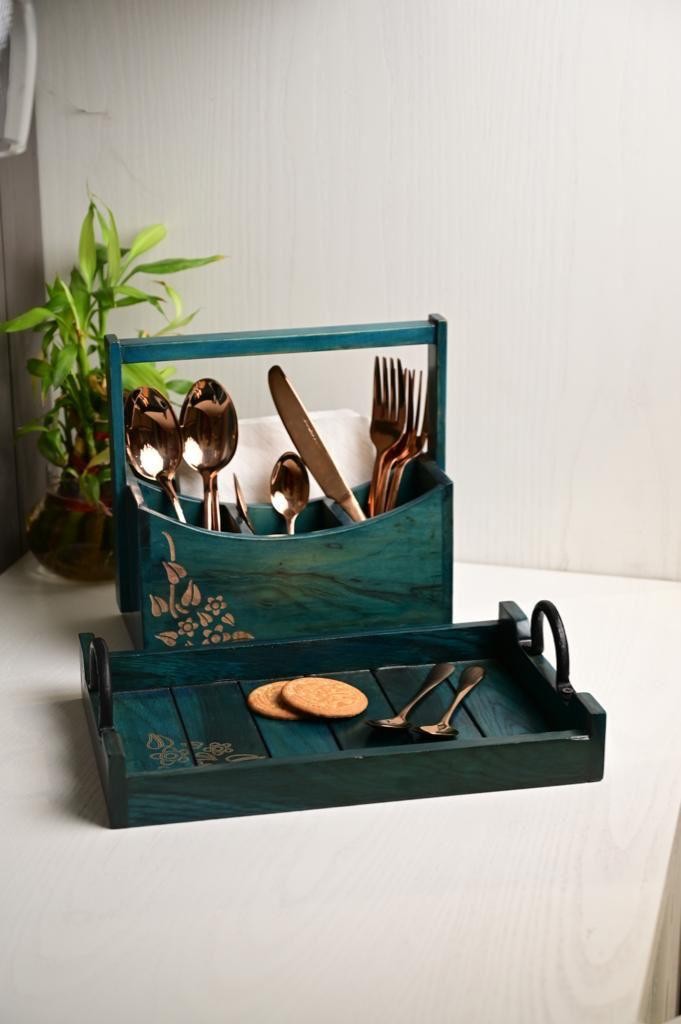 Teak Wood Cutlery Holder