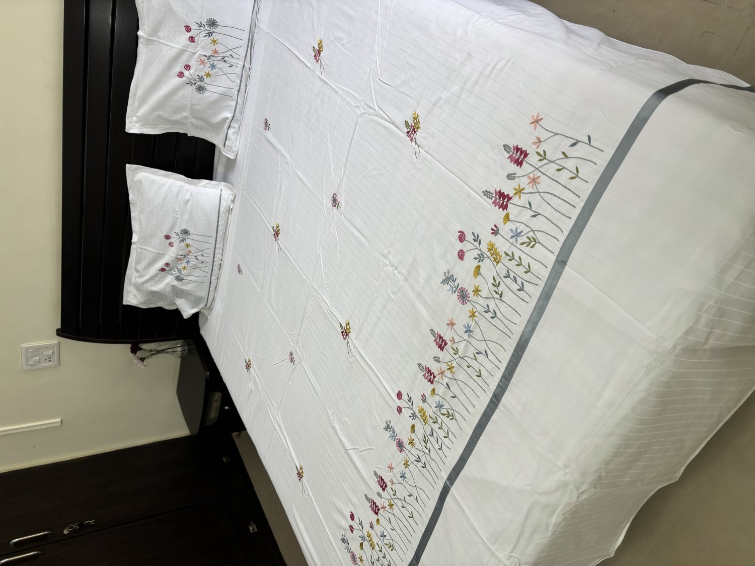 Embroidered bedcover