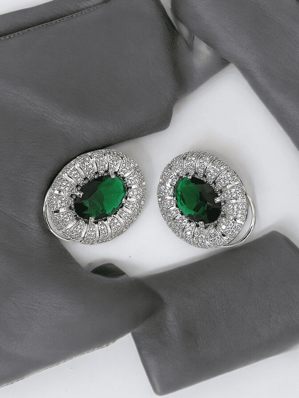 Green Oval Oversized Studs