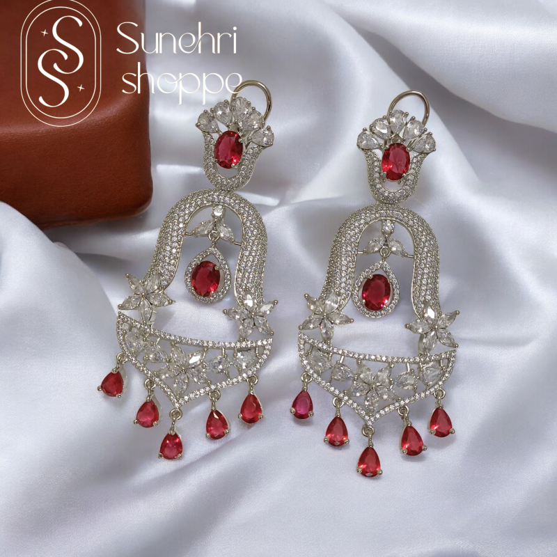 Red Jharokha Earrings