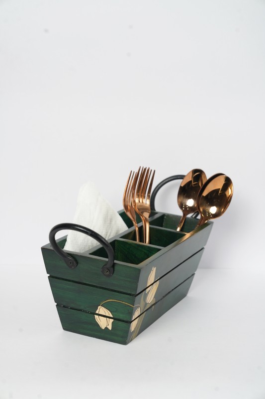 Teak Wood Boat shape Cutlery Holder