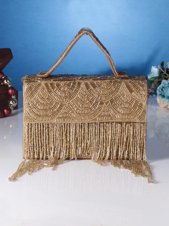 GOLDEN FRINGES FLAP BAG