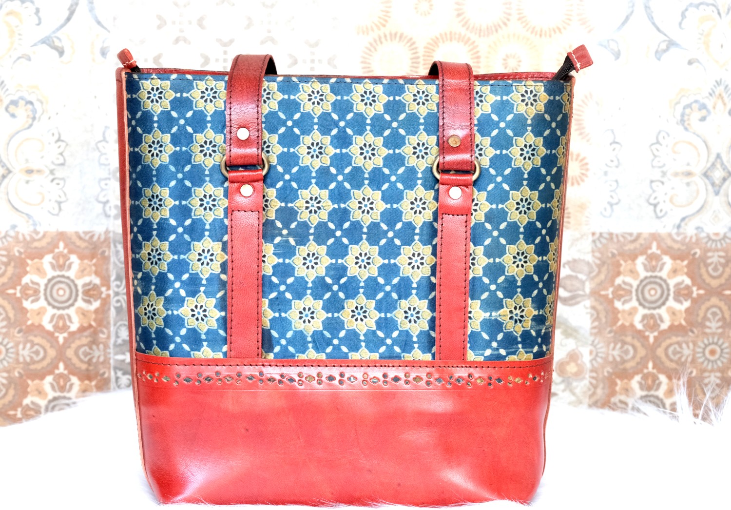 Ajrakh Mashru Silk Hand bag