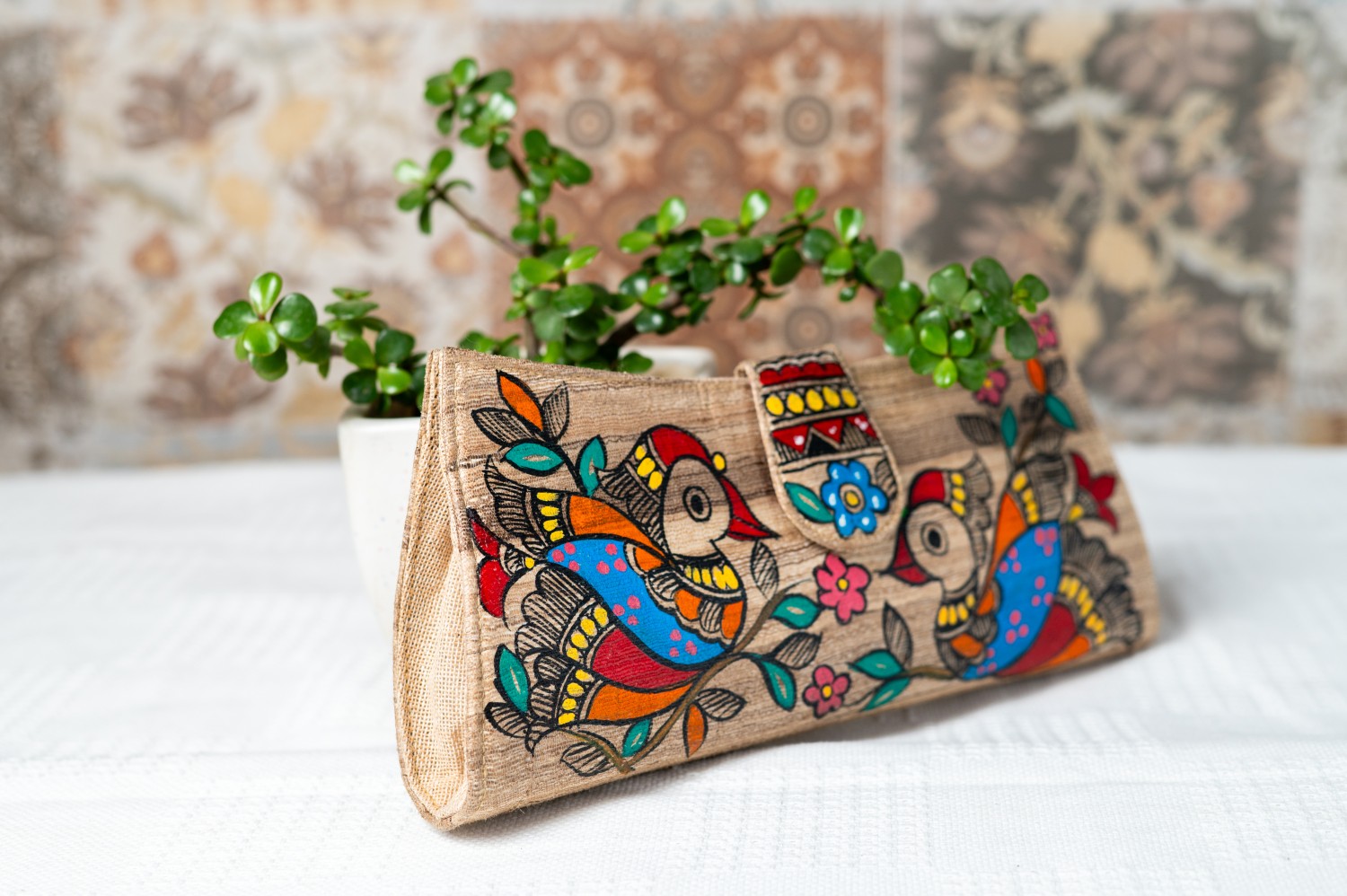 TussarTale: Madhubani Blossom Clutch