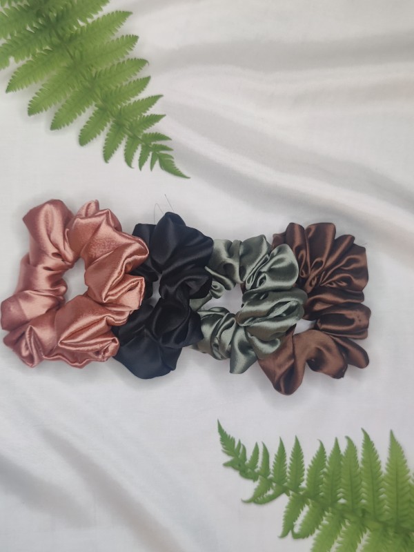 Assorted Plain Scrunchie pack of 4